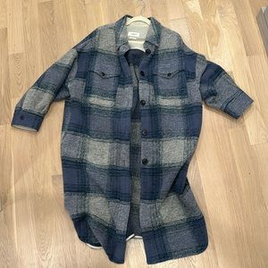 Isabel Marant Etoile plaid long jacket Gabrion Coat blueish gray